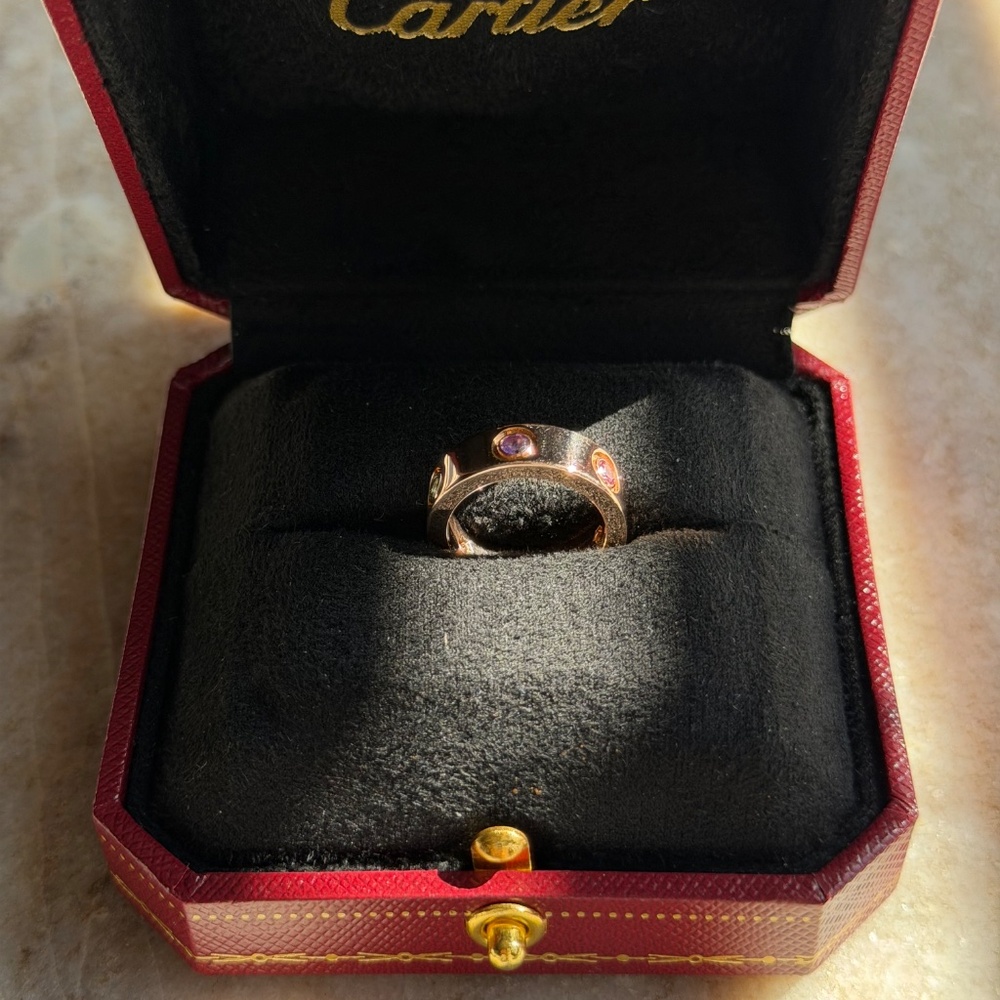 Cartier Love Ring 18k Rose Gold w/ Gemstones size 46 (3 3/4)